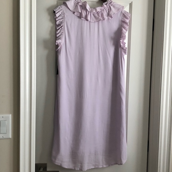 🛍️ 2/$15 NWT Free Press Ruffle Flounce Collar Lilac Summer Shift Dress Sz M - Picture 3 of 8